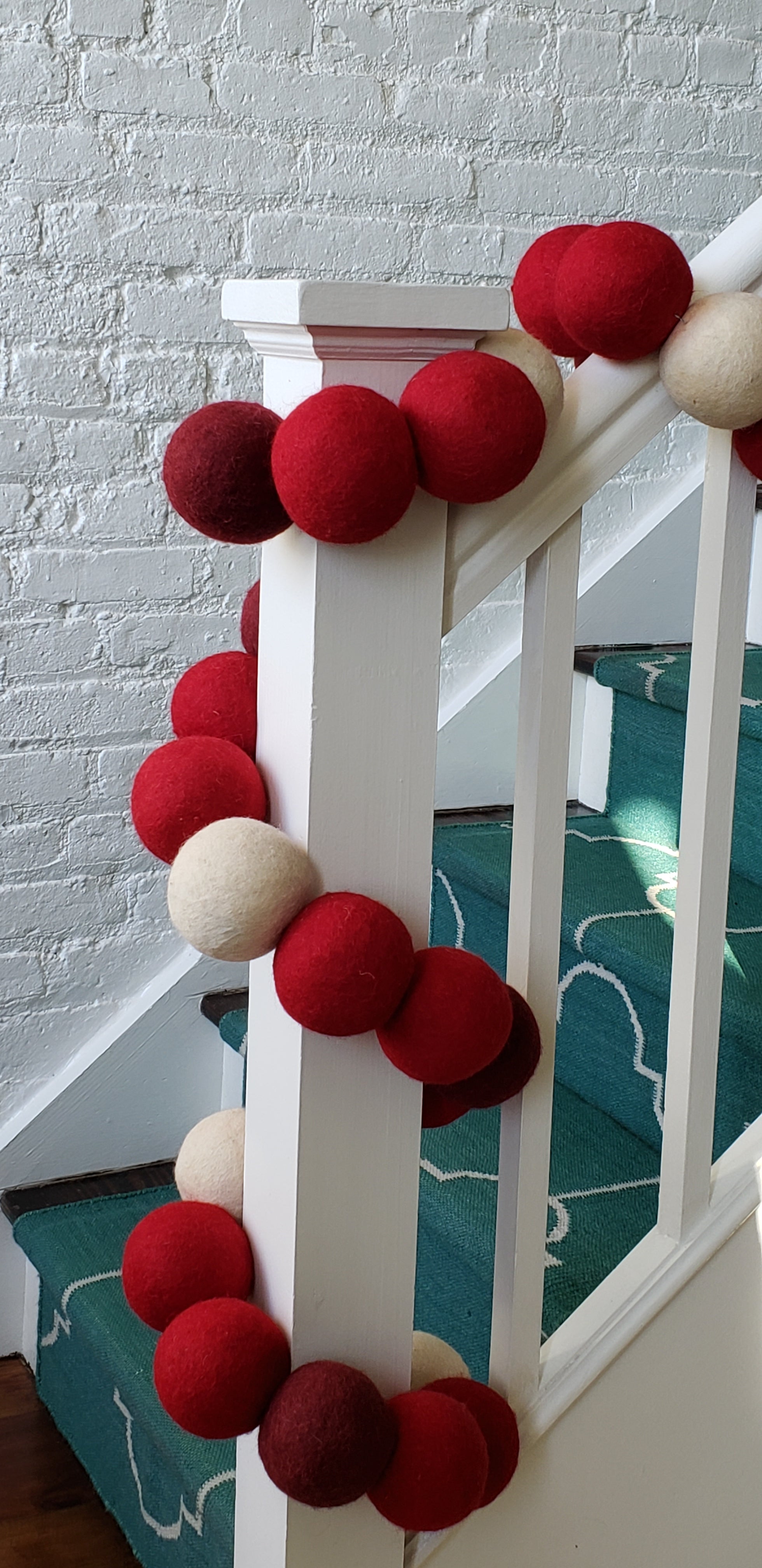 Enormous Christmas Garland - Extra Large Maroon, Red, And Cream Balls - 6'