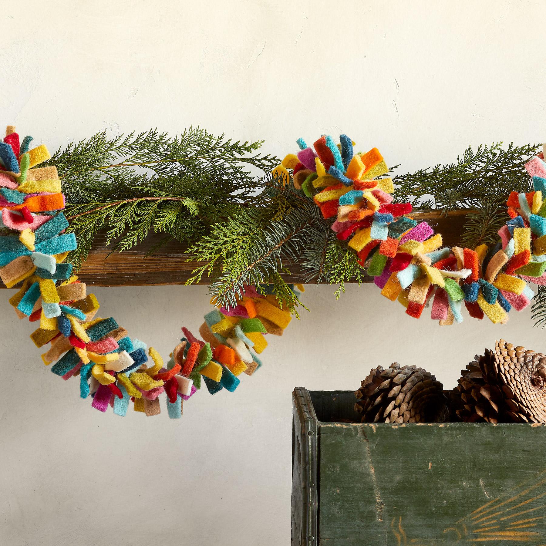 Multicolor Confetti Garland In Hand Felted Wool