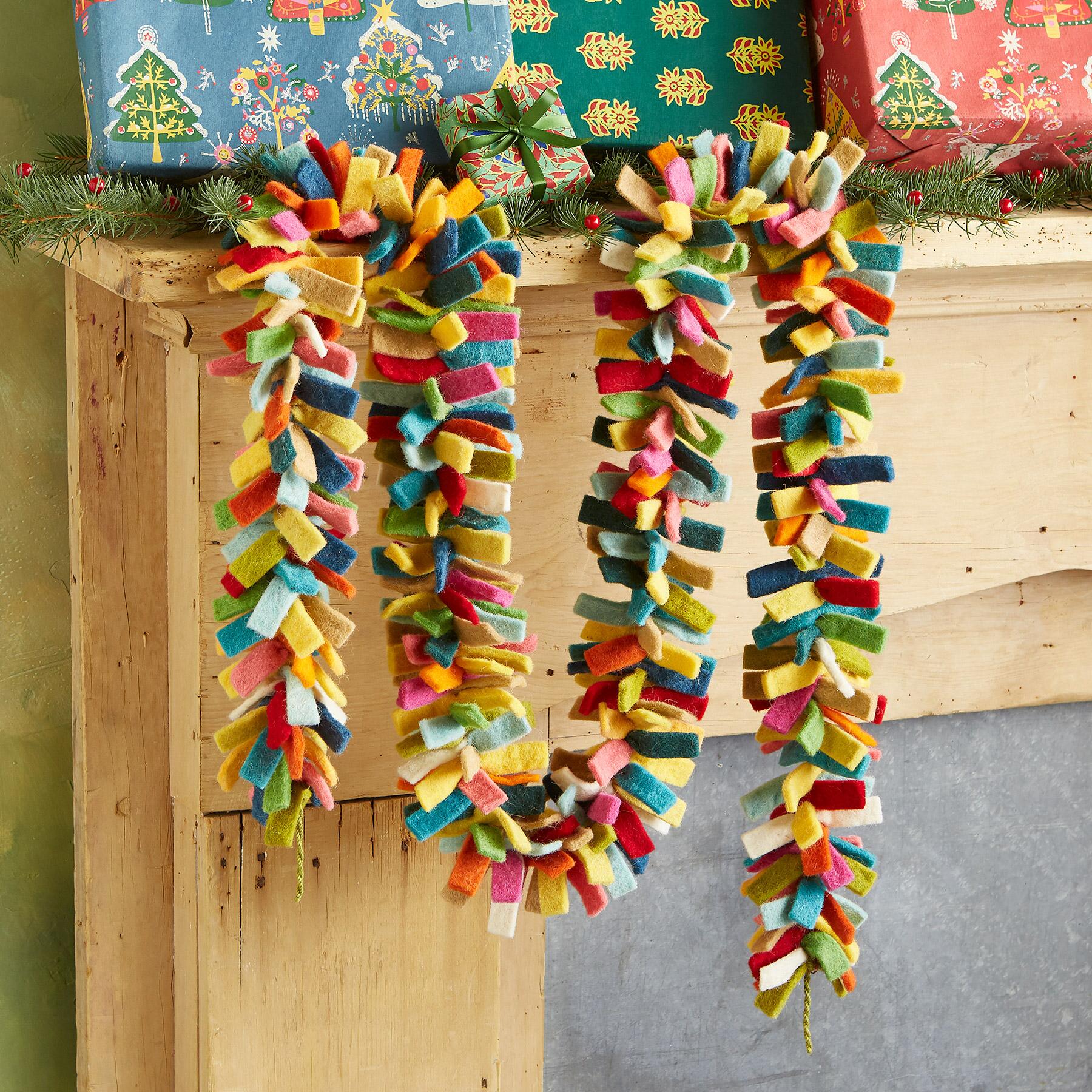 Multicolor Confetti Garland In Hand Felted Wool