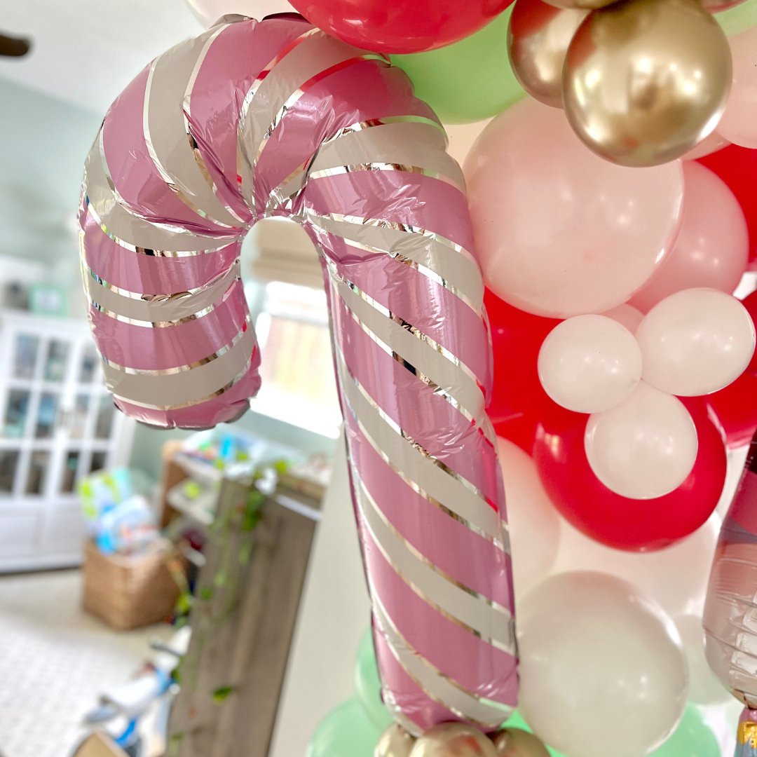 Pink And White Candy Cane Balloon