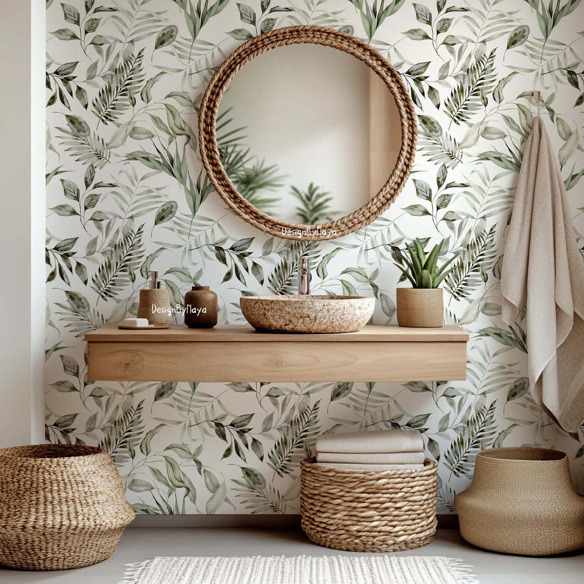 Giant Flowers & Leaves Wallpaper - Nursery Wallpaper