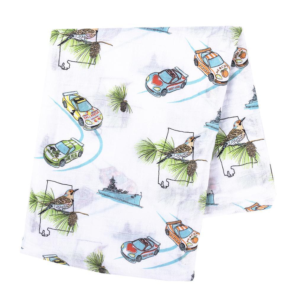 Gift Set: Alabama Baby Muslin Swaddle Blanket And Burp Cloth/bib Combo