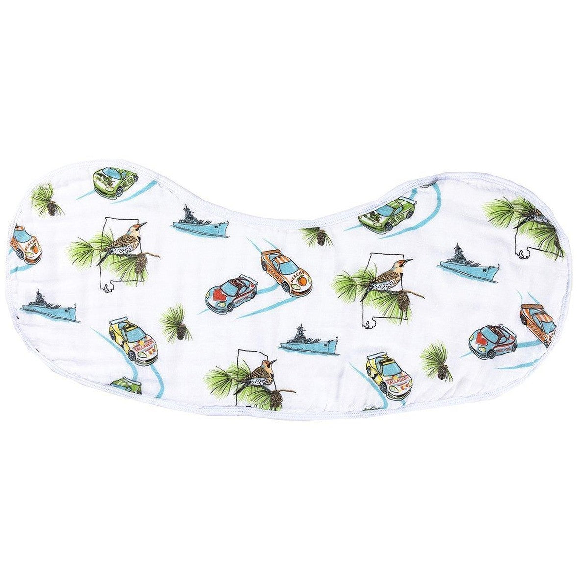 Gift Set: Alabama Baby Muslin Swaddle Blanket And Burp Cloth/bib Combo