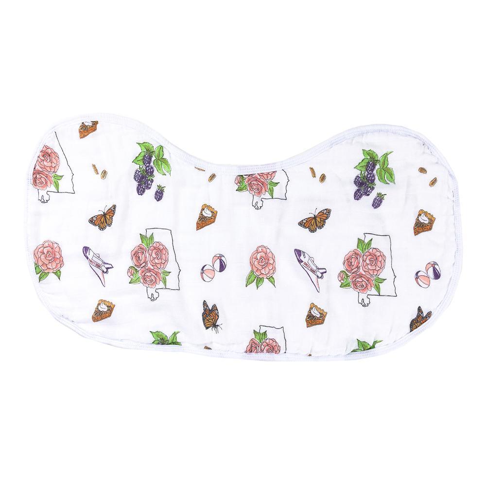 Gift Set: Alabama Floral Baby Muslin Swaddle Blanket And Burp Cloth/bib Combo