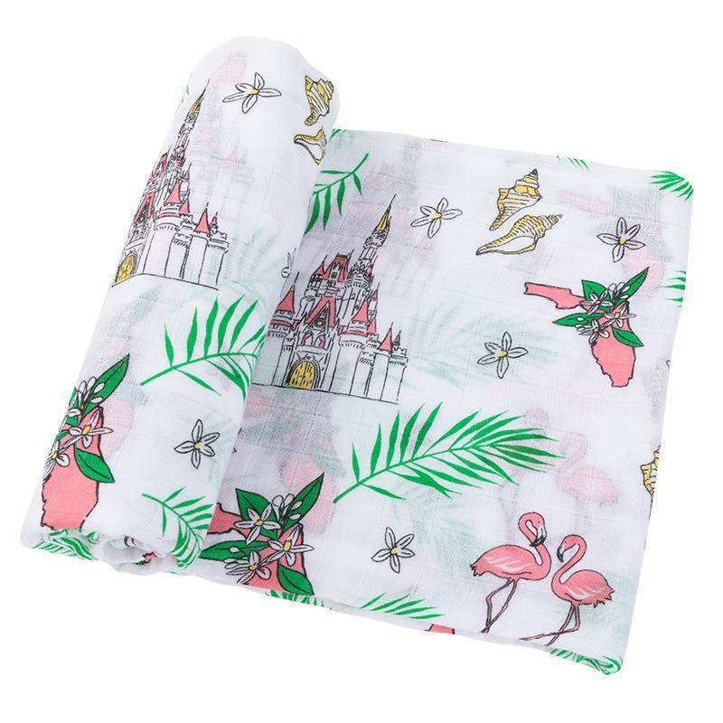 Gift Set: Florida Baby Muslin Swaddle Blanket And Burp Cloth/bib Combo (floral)