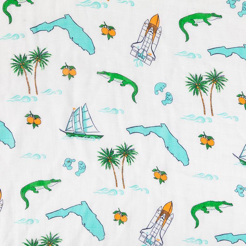 Gift Set: Florida Baby Muslin Swaddle Blanket And Burp Cloth/bib Combo
