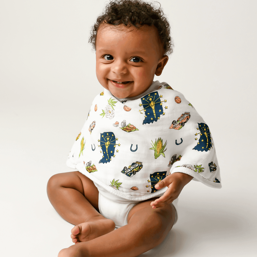 Gift Set: Indiana Baby Muslin Swaddle Blanket And Burp Cloth/bib Combo