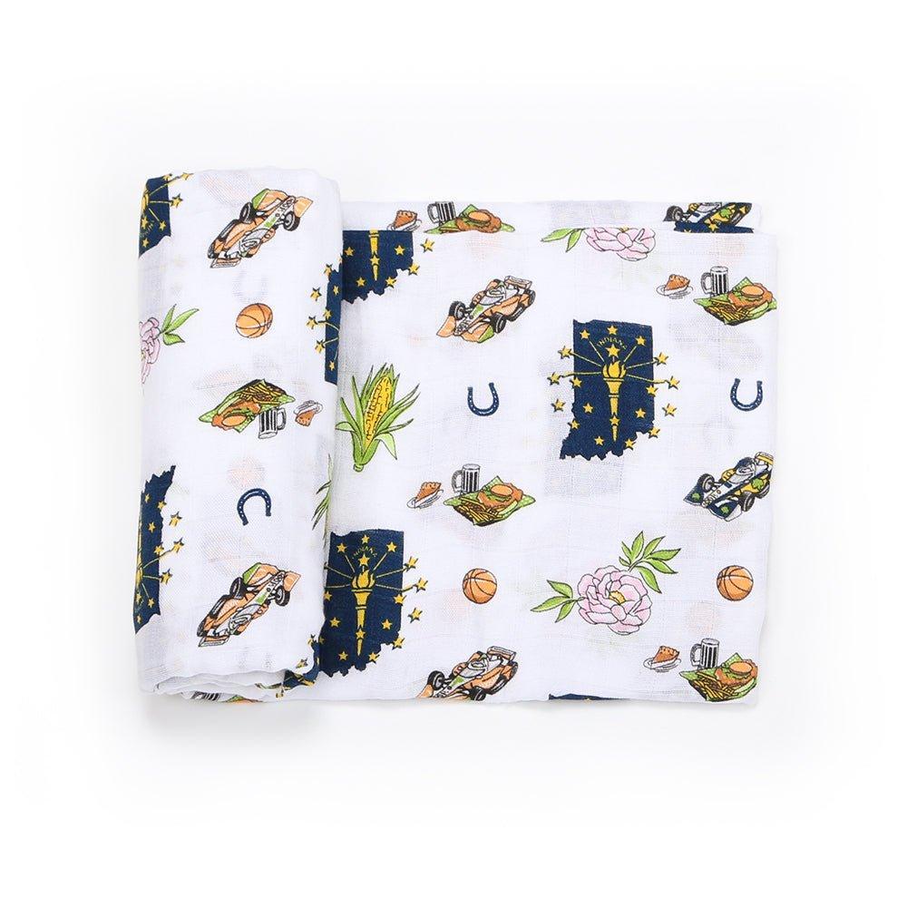 Gift Set: Indiana Baby Muslin Swaddle Blanket And Burp Cloth/bib Combo