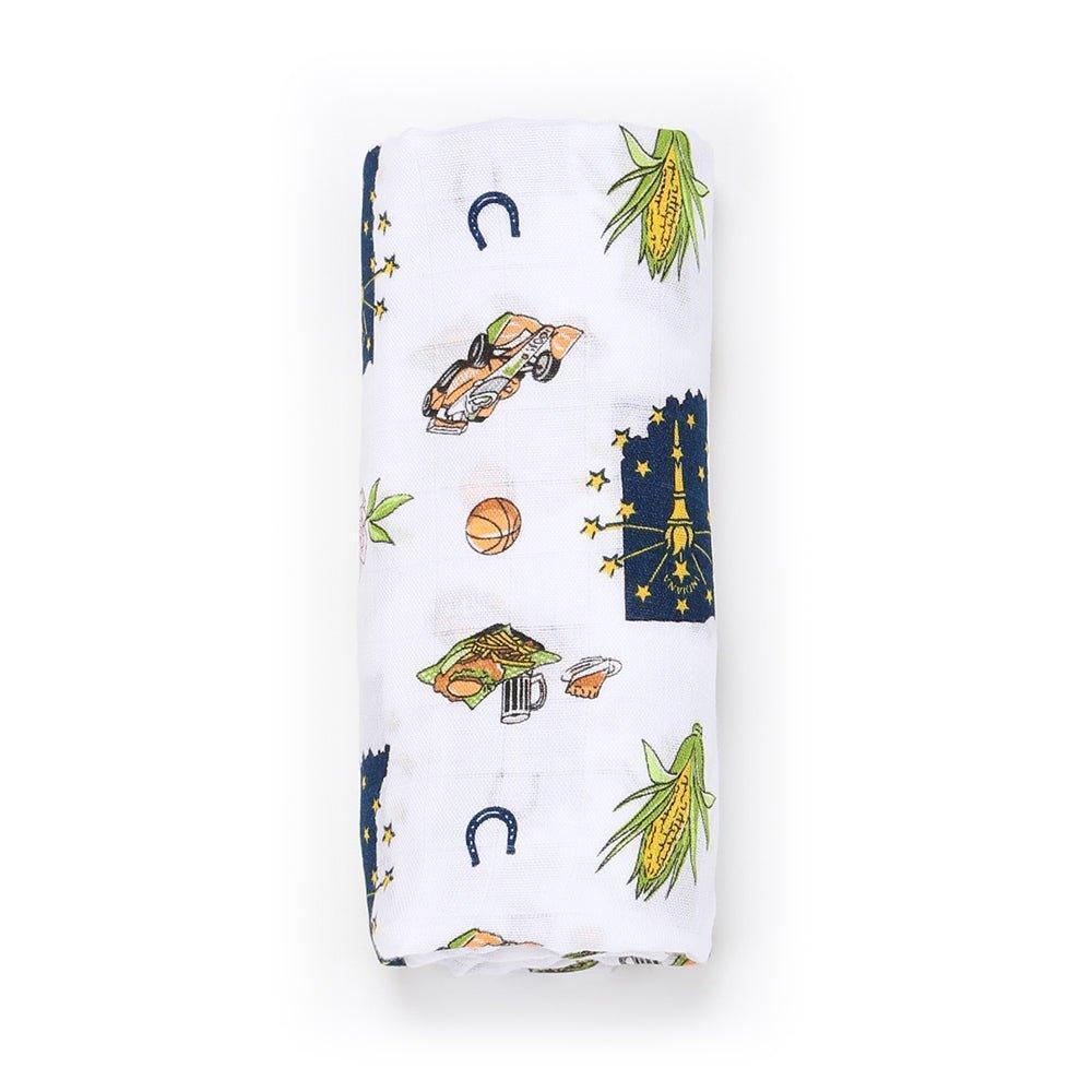 Gift Set: Indiana Baby Muslin Swaddle Blanket And Burp Cloth/bib Combo