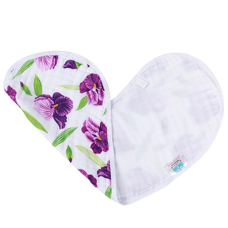 Gift Set: Irises Baby Muslin Swaddle Blanket And Burp Cloth/bib Combo