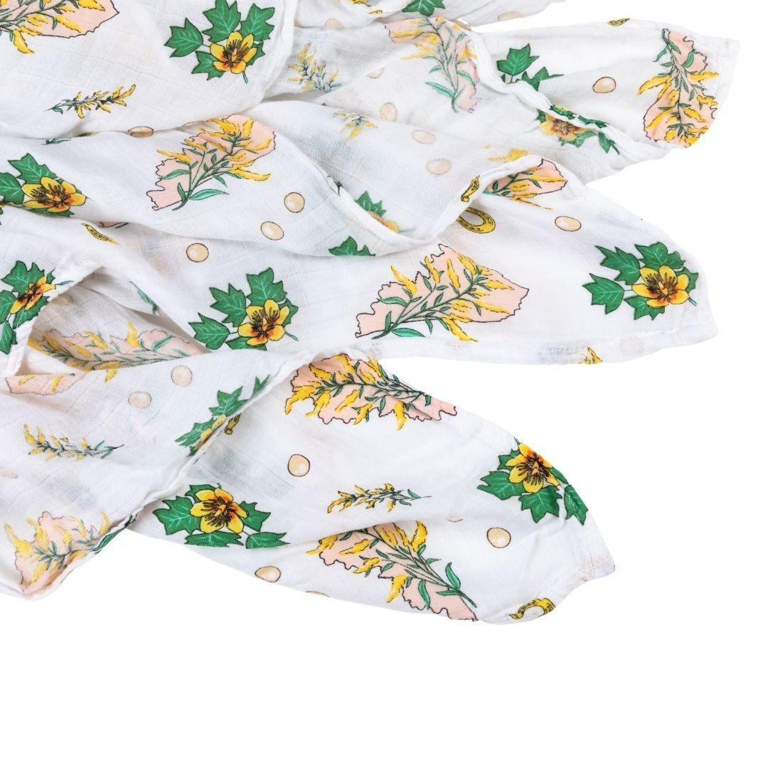Gift Set: Kentucky Baby Muslin Swaddle Blanket And Burp Cloth/bib Combo (floral)