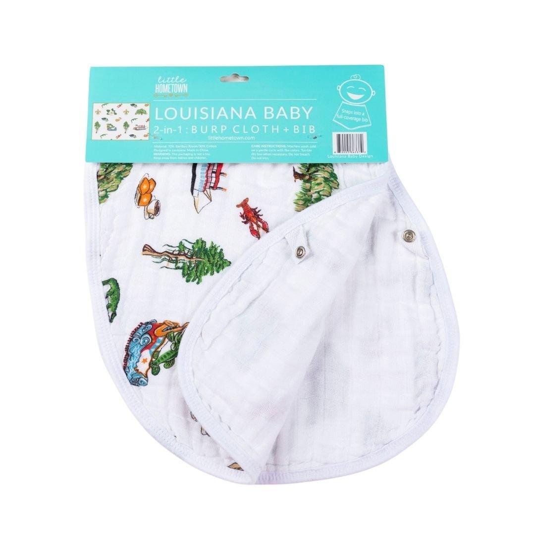 Gift Set: Louisiana Baby Muslin Swaddle Blanket And Burp Cloth/bib Combo