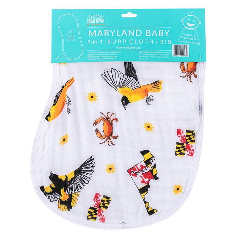 Gift Set: Maryland Baby Muslin Swaddle Blanket And Burp Cloth/bib Combo