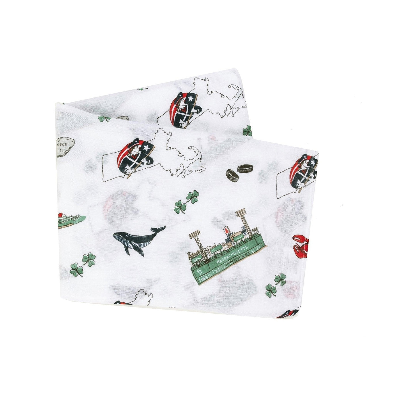 Gift Set: Massachusetts Baby Muslin Swaddle Blanket And Burp Cloth/bib Combo