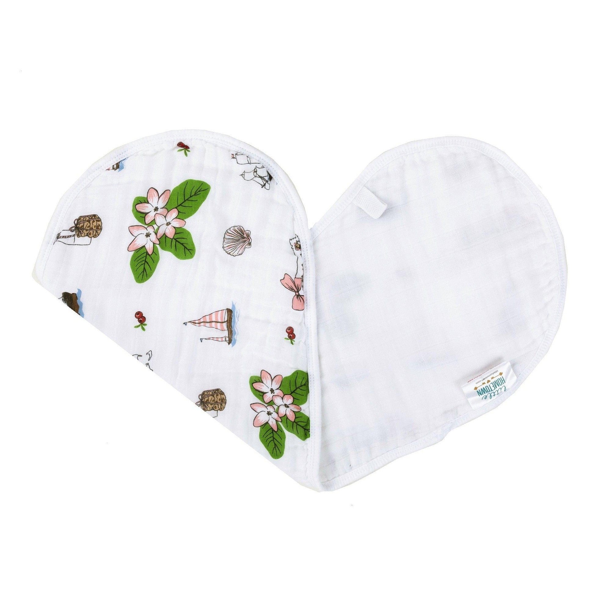 Gift Set: Massachusetts Floral Baby Muslin Swaddle Blanket And Burp Cloth/bib Combo