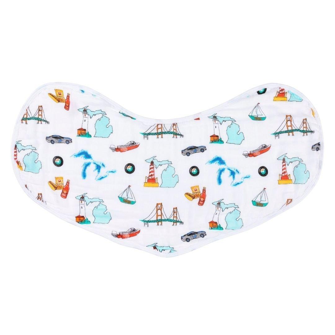 Gift Set: Michigan Baby Muslin Swaddle Blanket And Burp Cloth/bib Combo