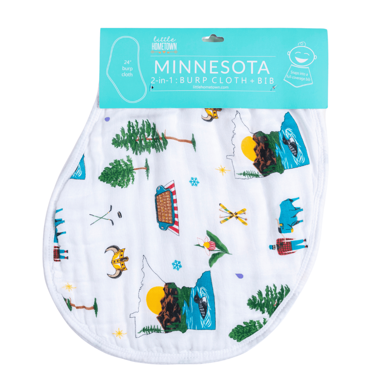 Gift Set: Minnesota Baby Muslin Swaddle Blanket And Burp Cloth/bib Combo