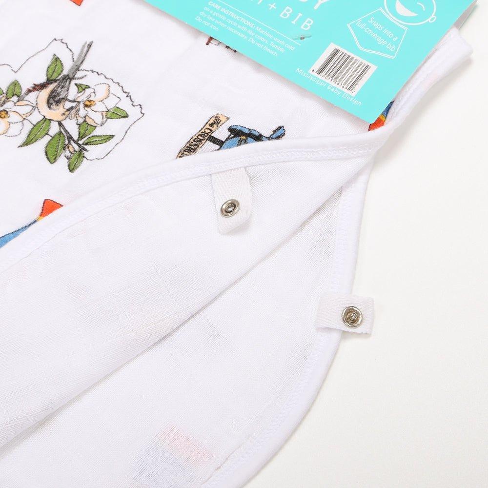 Gift Set: Mississippi Muslin Swaddle Baby Blanket And Burp Cloth/bib Combo