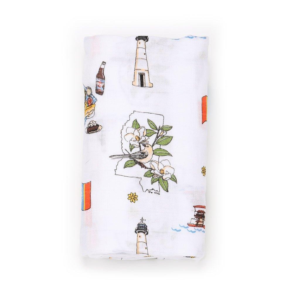Gift Set: Mississippi Muslin Swaddle Baby Blanket And Burp Cloth/bib Combo