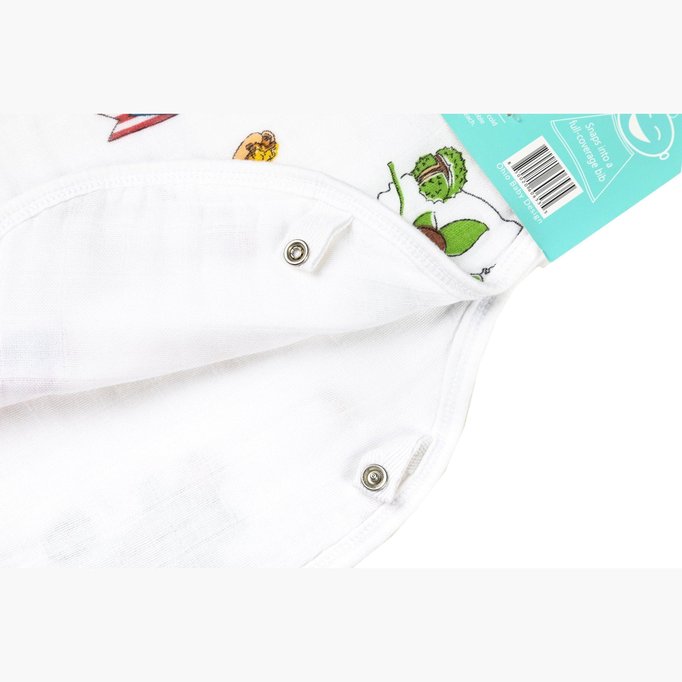 Gift Set: Ohio Baby Muslin Swaddle Receiving Blanket And Burp Cloth / Bib Combo
