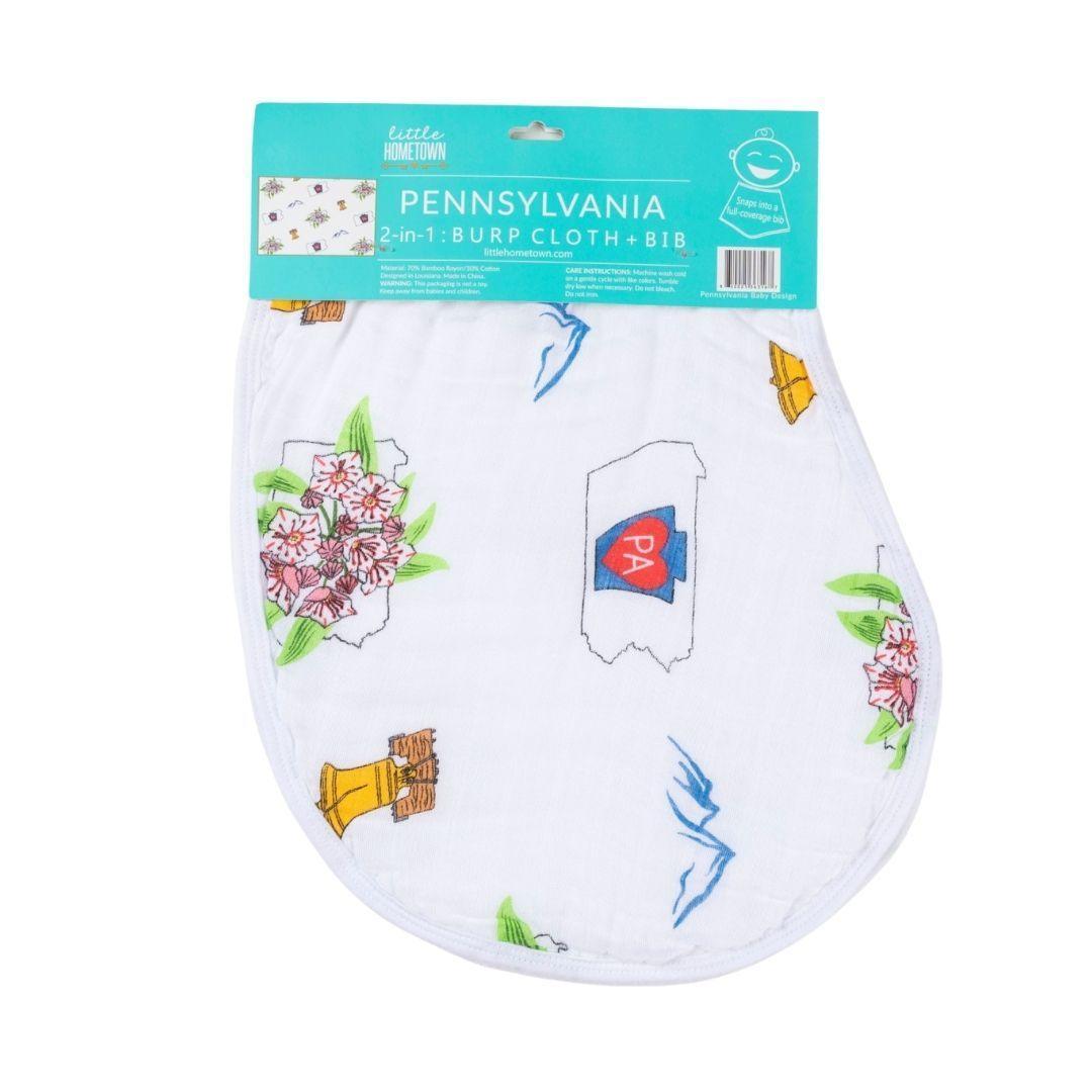 Gift Set: Pennsylvania Baby Muslin Swaddle Blanket And Burp Cloth/bib Combo