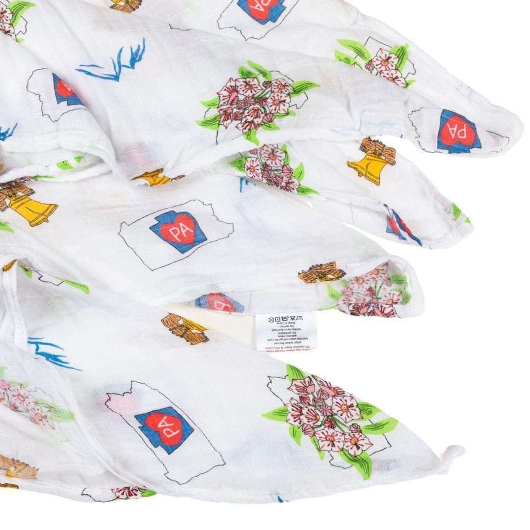 Gift Set: Pennsylvania Baby Muslin Swaddle Blanket And Burp Cloth/bib Combo