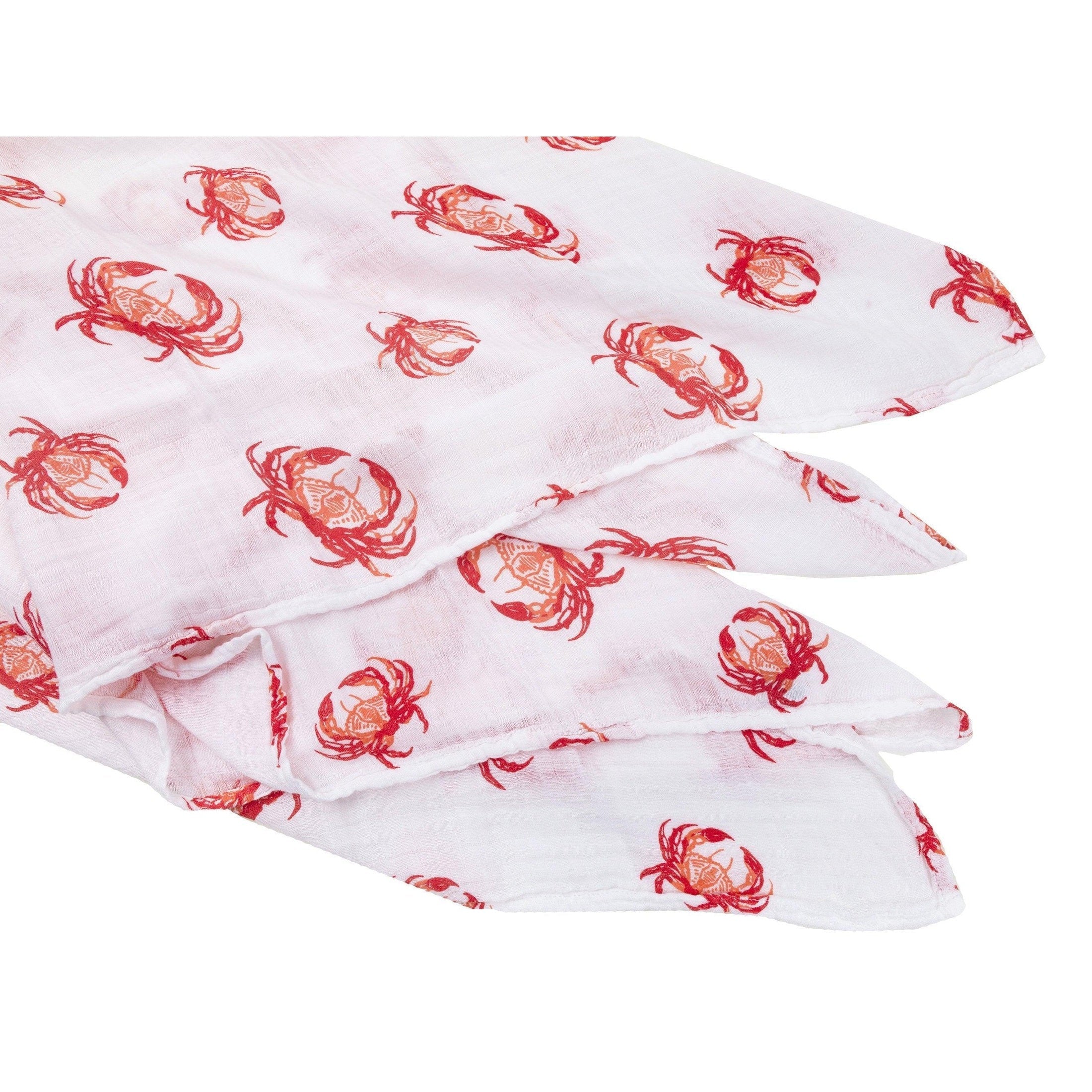 Gift Set: Pink Crab Baby Muslin Swaddle Blanket And Burp Cloth/bib Combo