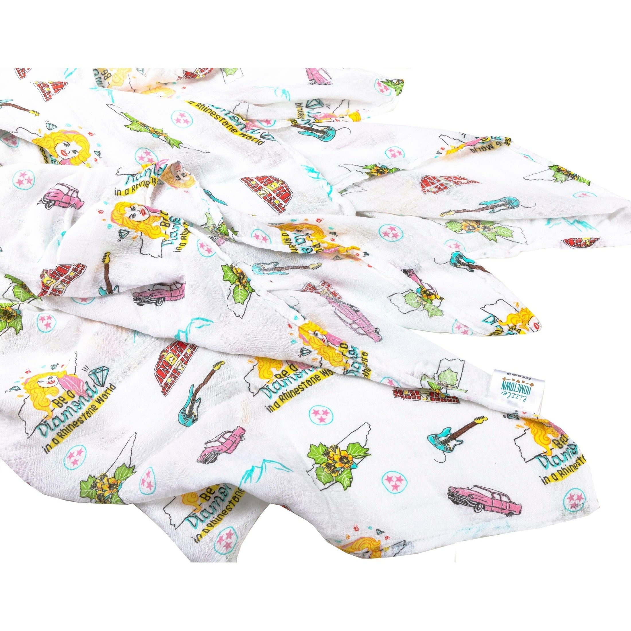 Gift Set: Tennessee Baby Muslin Swaddle Blanket And Burp Cloth/bib Combo (floral)