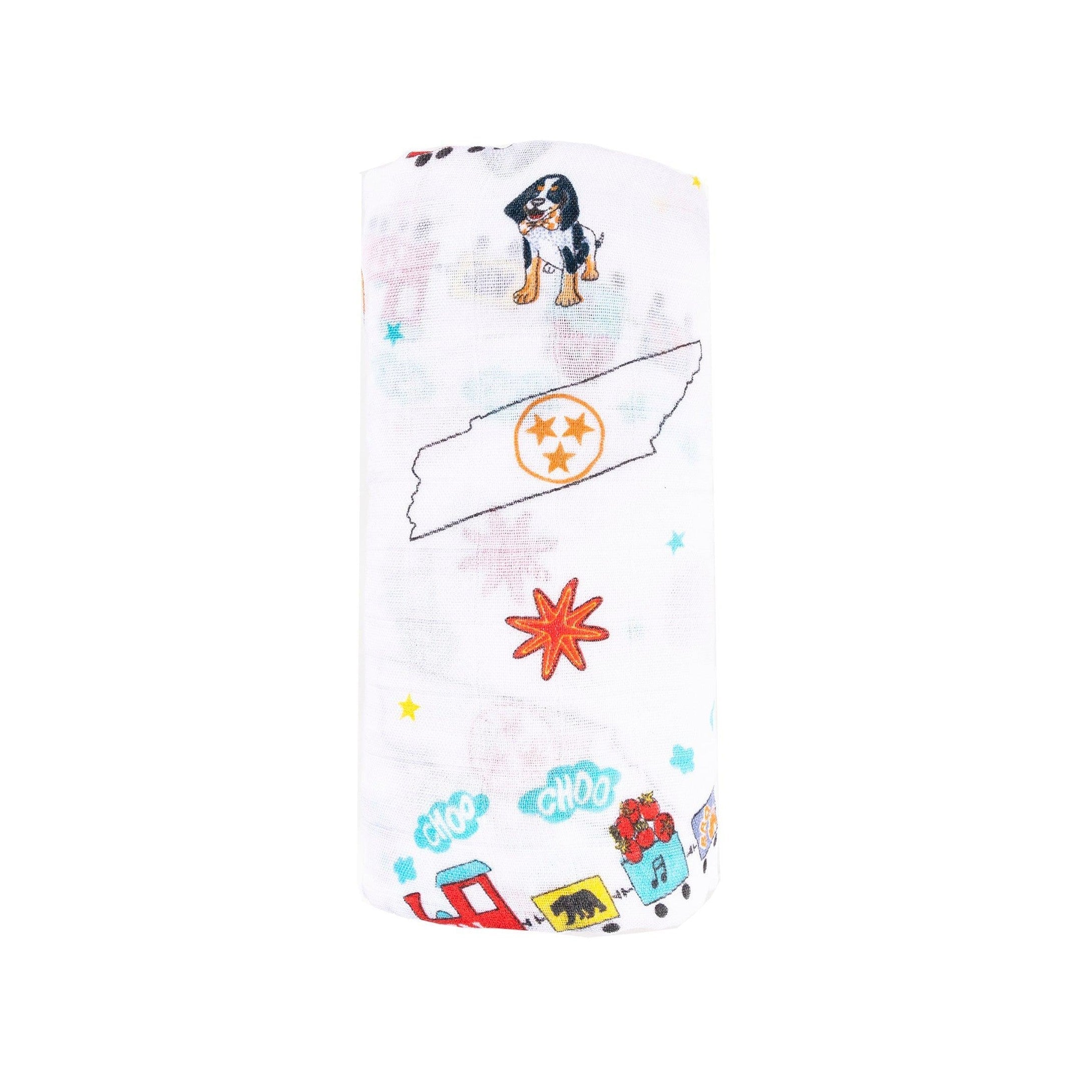 Gift Set: Tennessee Baby Muslin Swaddle Blanket And Burp Cloth/bib Combo