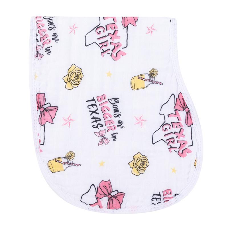 Gift Set: Texas Baby Girl Muslin Swaddle Blanket And Burp Cloth/bib Combo