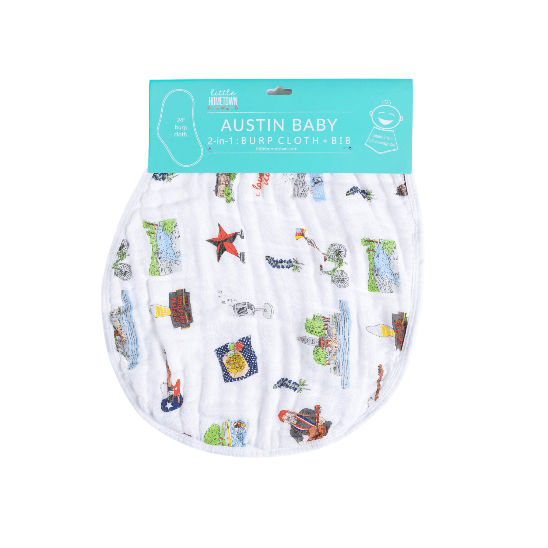 Giftset: Austin Baby Muslin Swaddle Blanket And Burp Cloth/bib Combo