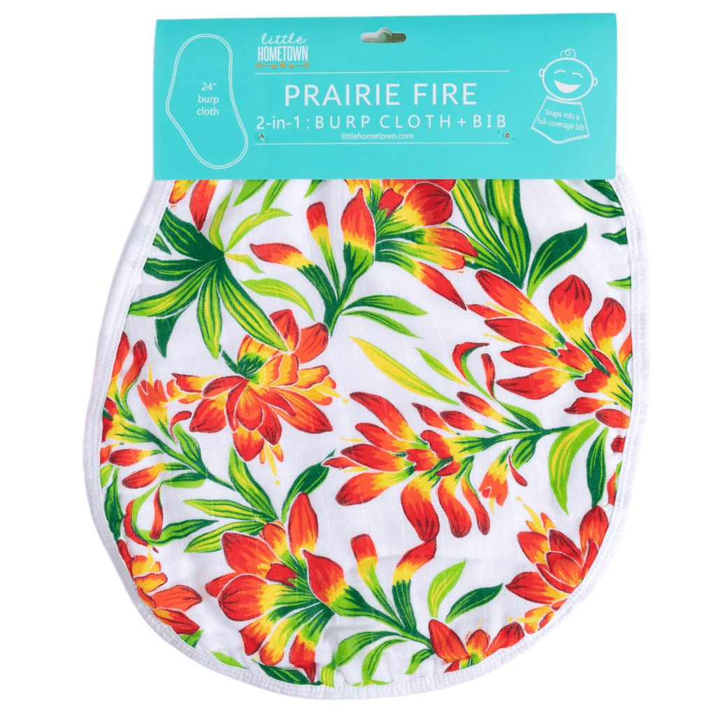 Giftset: Prairie Fire Baby Muslin Swaddle Blanket And Burp Cloth/bib Combo