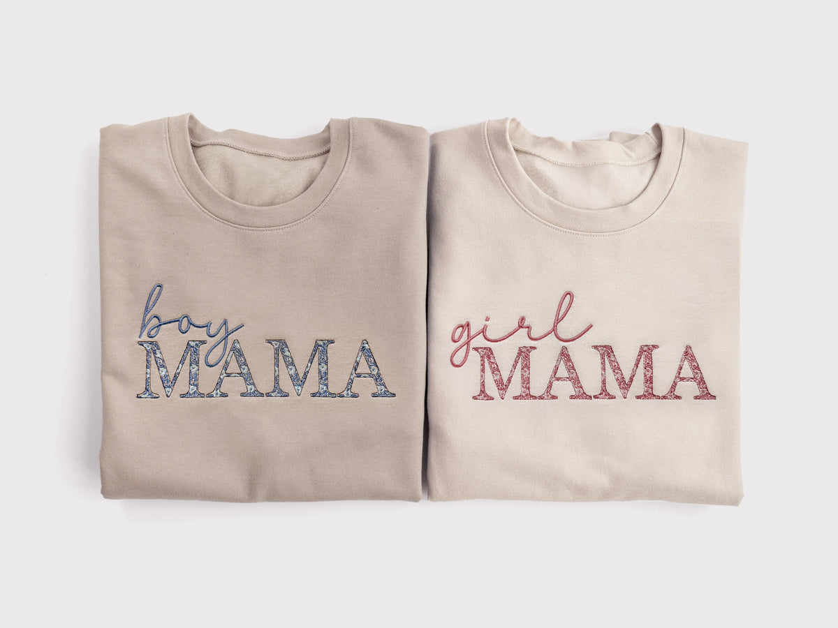 Pink Floral Girl Mama Embroidered Sweatshirt