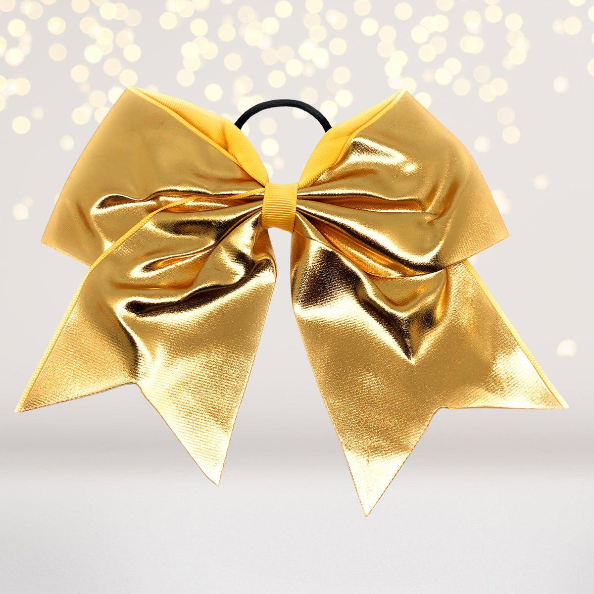 Girls 7 Inch Metallic Shiny Holographic Cheer Bow Ponytail Holder