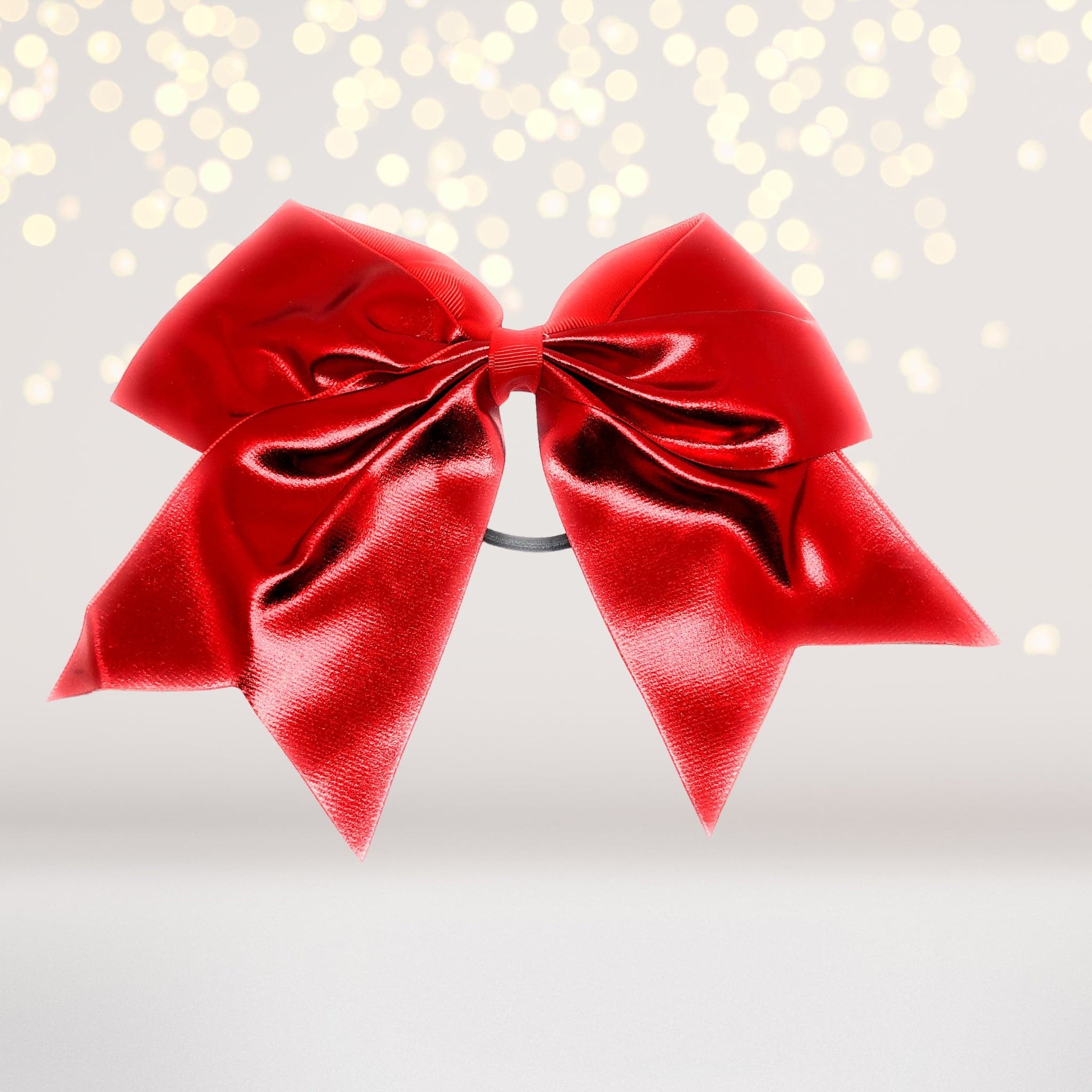 Girls 7 Inch Metallic Shiny Holographic Cheer Bow Ponytail Holder