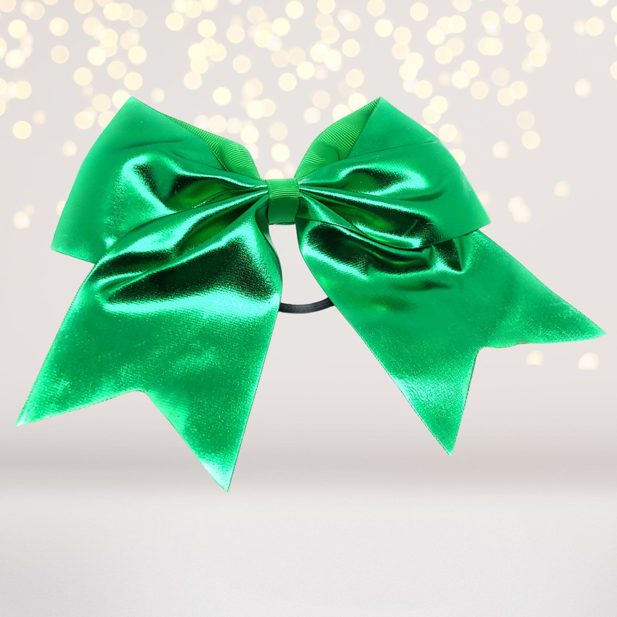 Girls 7 Inch Metallic Shiny Holographic Cheer Bow Ponytail Holder