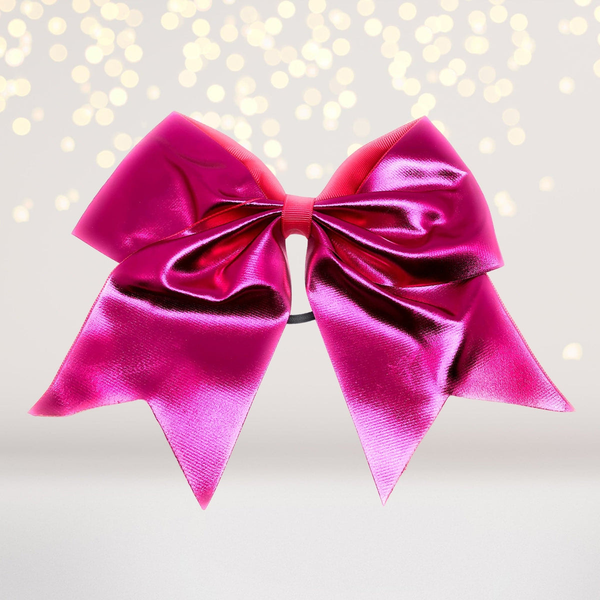 Girls 7 Inch Metallic Shiny Holographic Cheer Bow Ponytail Holder