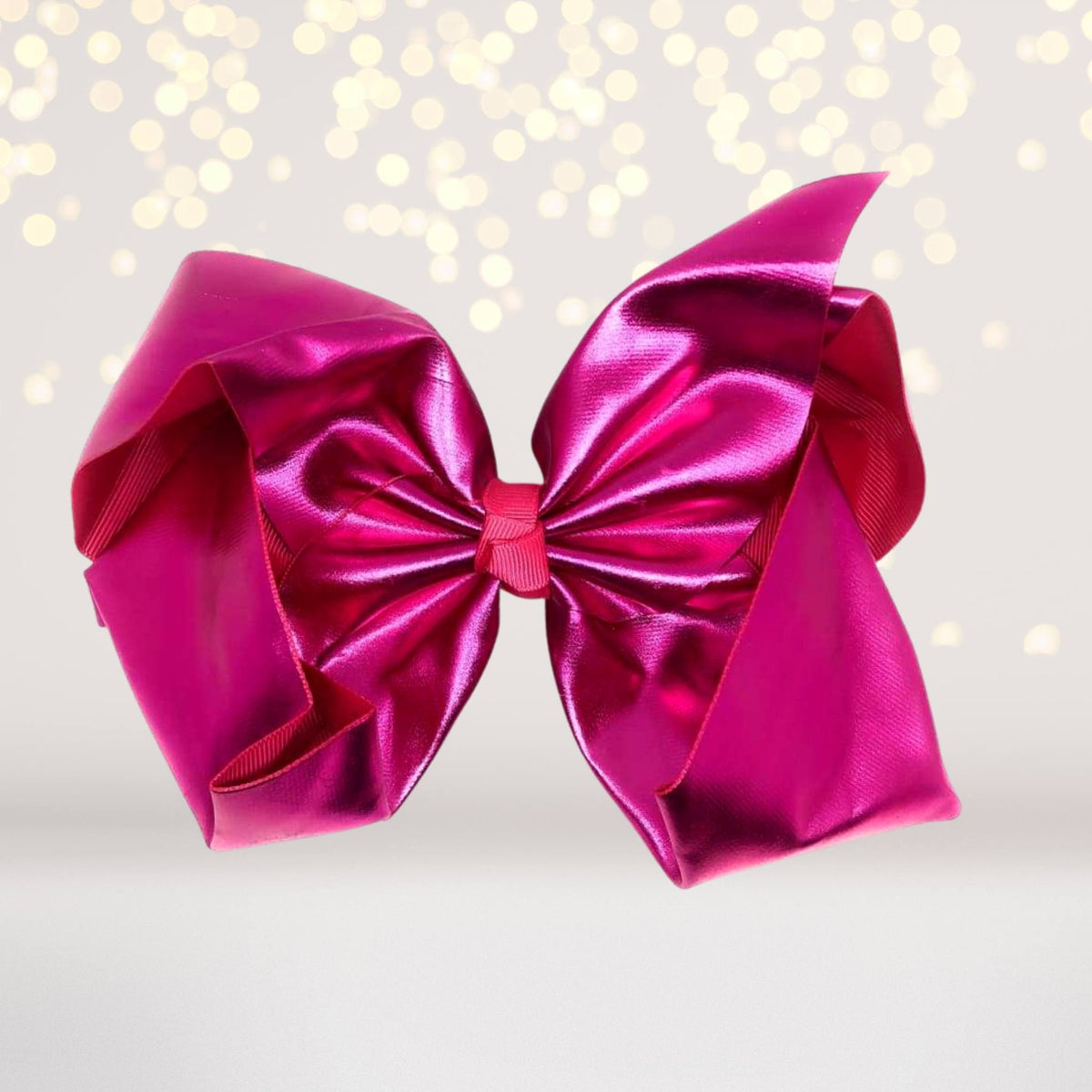 Girls 8 Inch Metallic Grosgrain Boutique Hair Bow On Alligator Clip