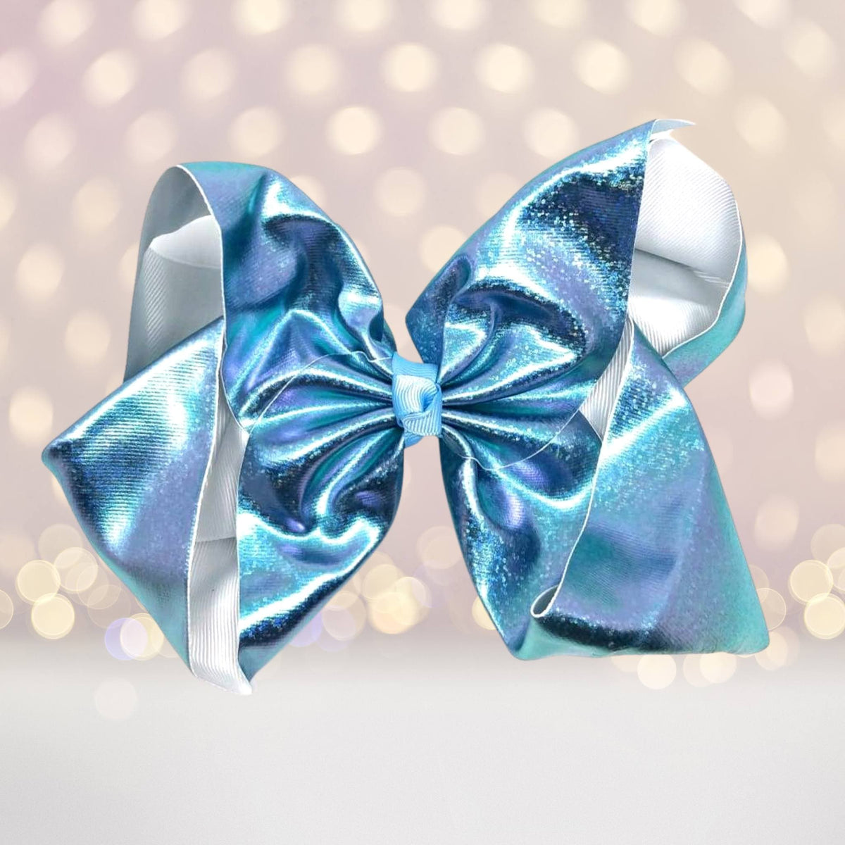 Girls 8 Inch Metallic Grosgrain Boutique Hair Bow On Alligator Clip