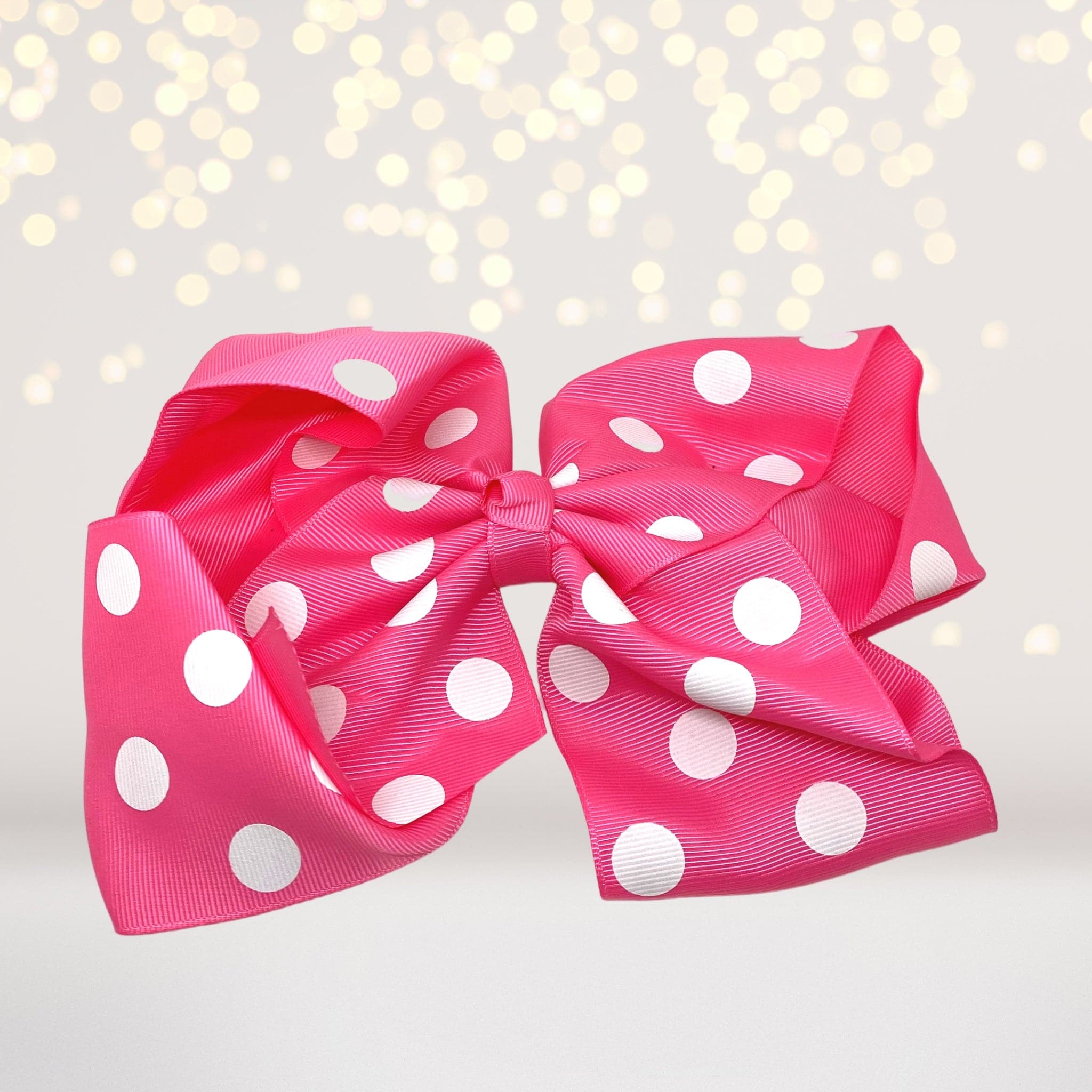 Girls 8 Inch Polka Dot Grosgrain Hair Bow