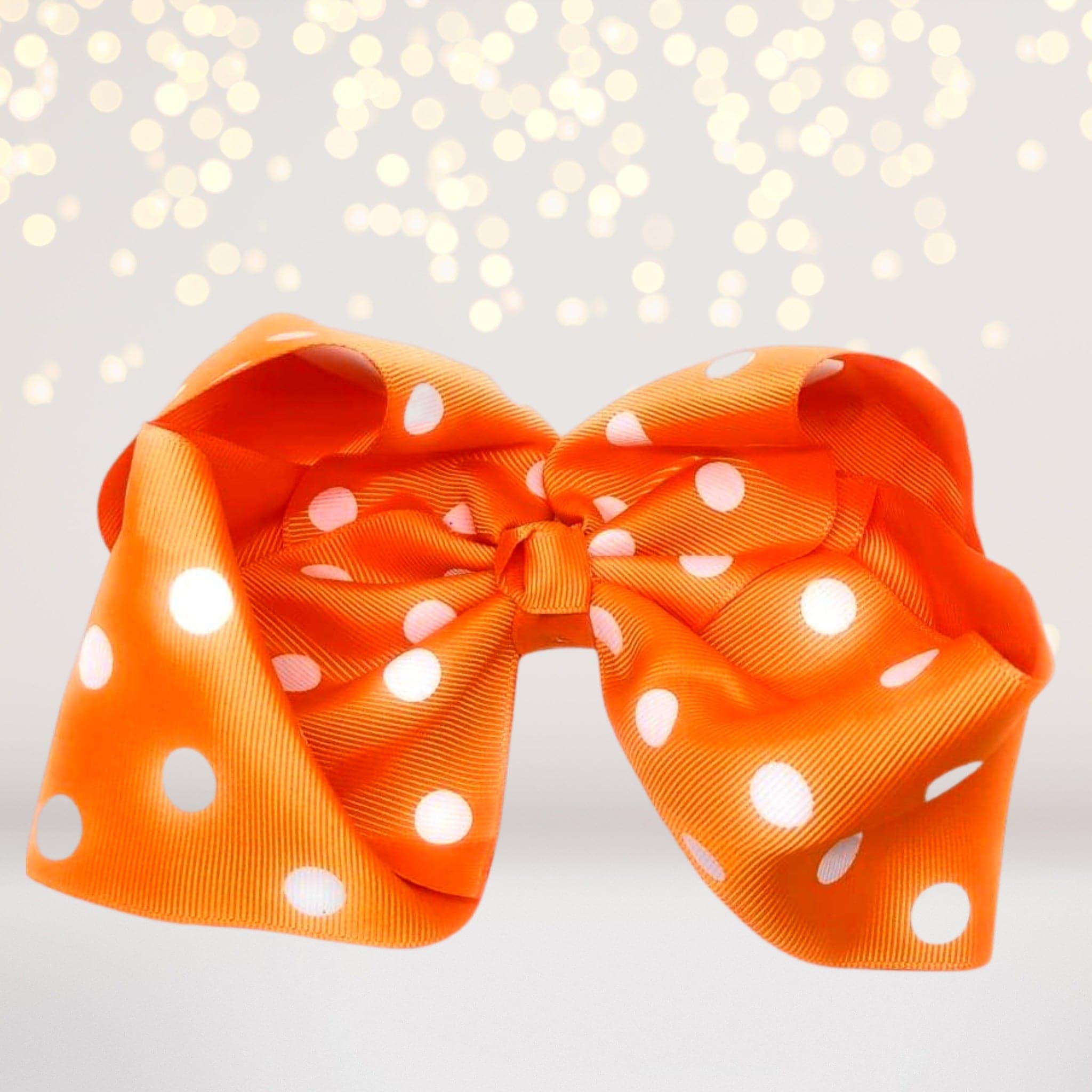 Girls 8 Inch Polka Dot Grosgrain Hair Bow