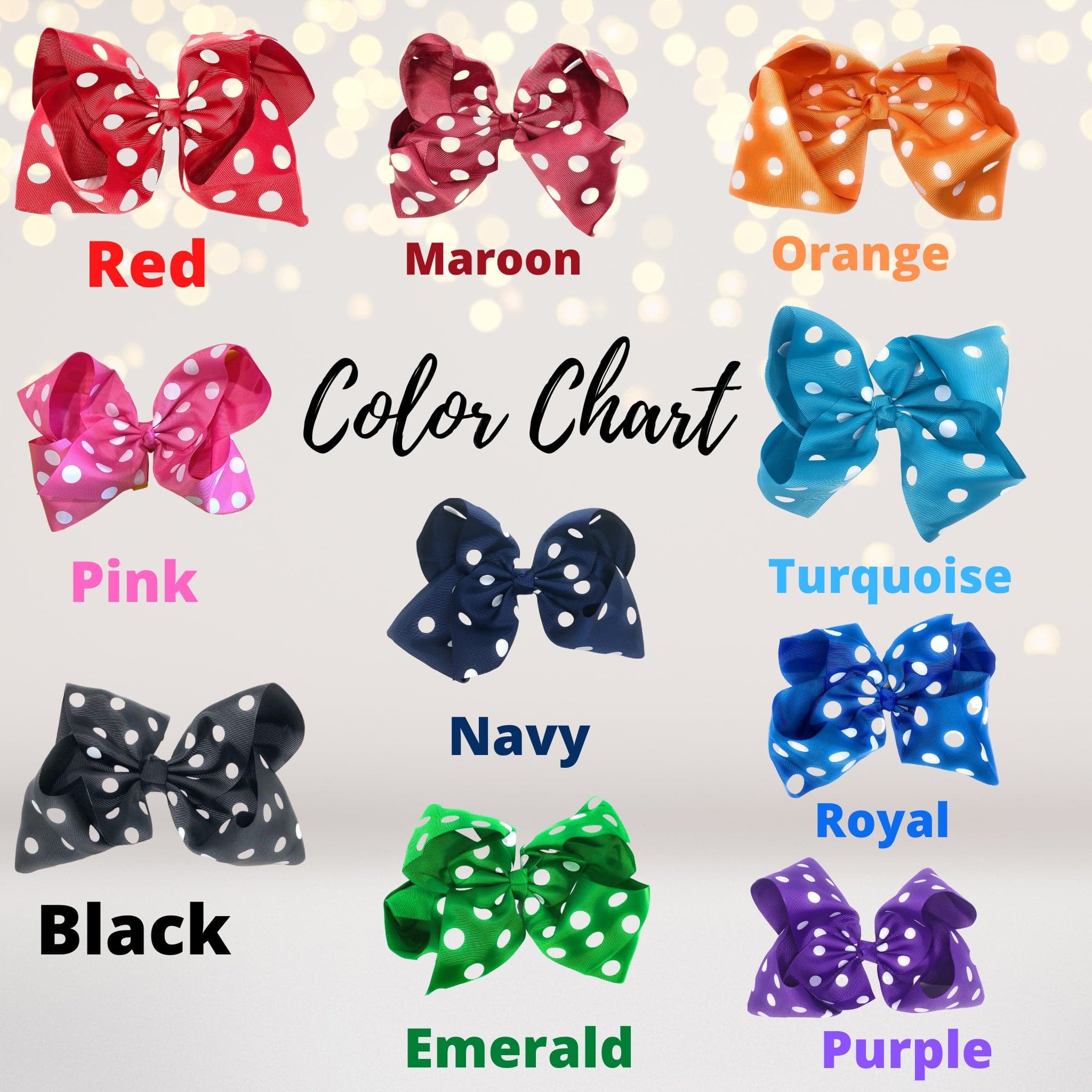 Girls 8 Inch Polka Dot Grosgrain Hair Bow