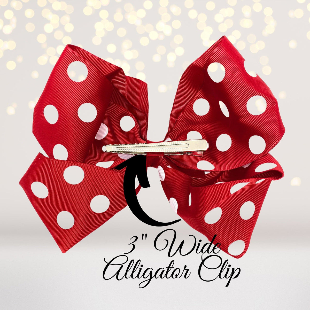 Girls 8 Inch Polka Dot Grosgrain Hair Bow