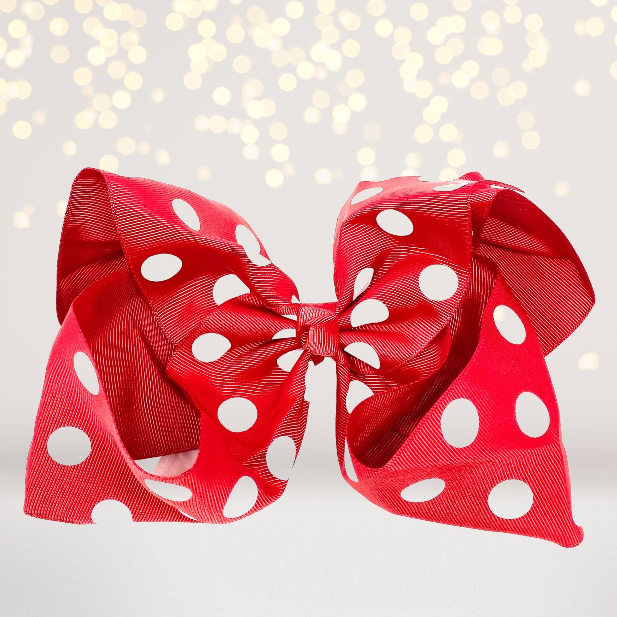 Girls 8 Inch Polka Dot Grosgrain Hair Bow