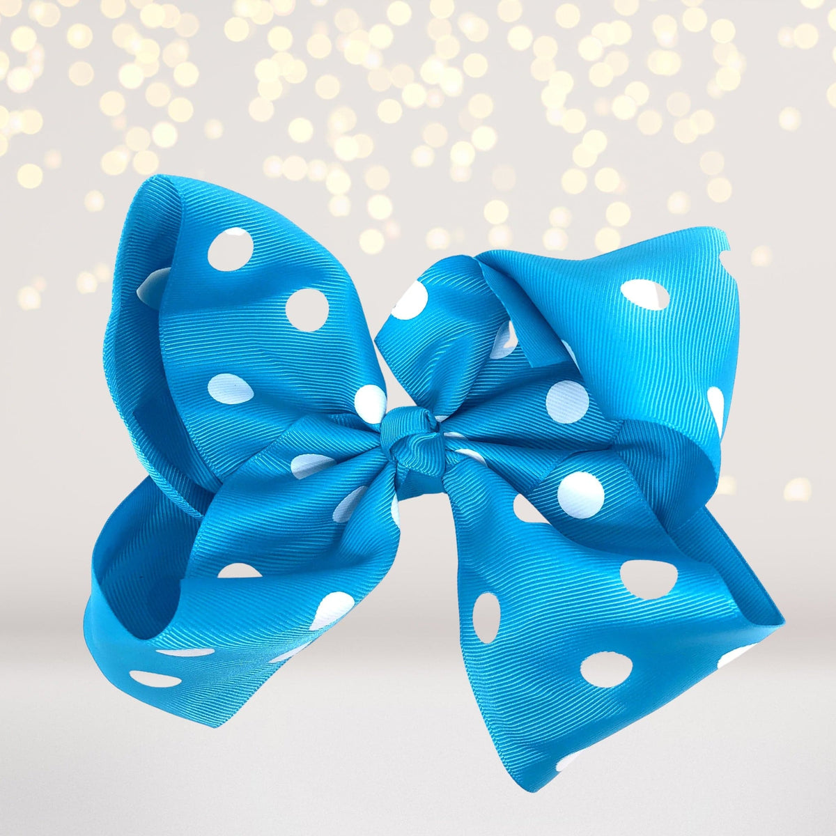 Girls 8 Inch Polka Dot Grosgrain Hair Bow