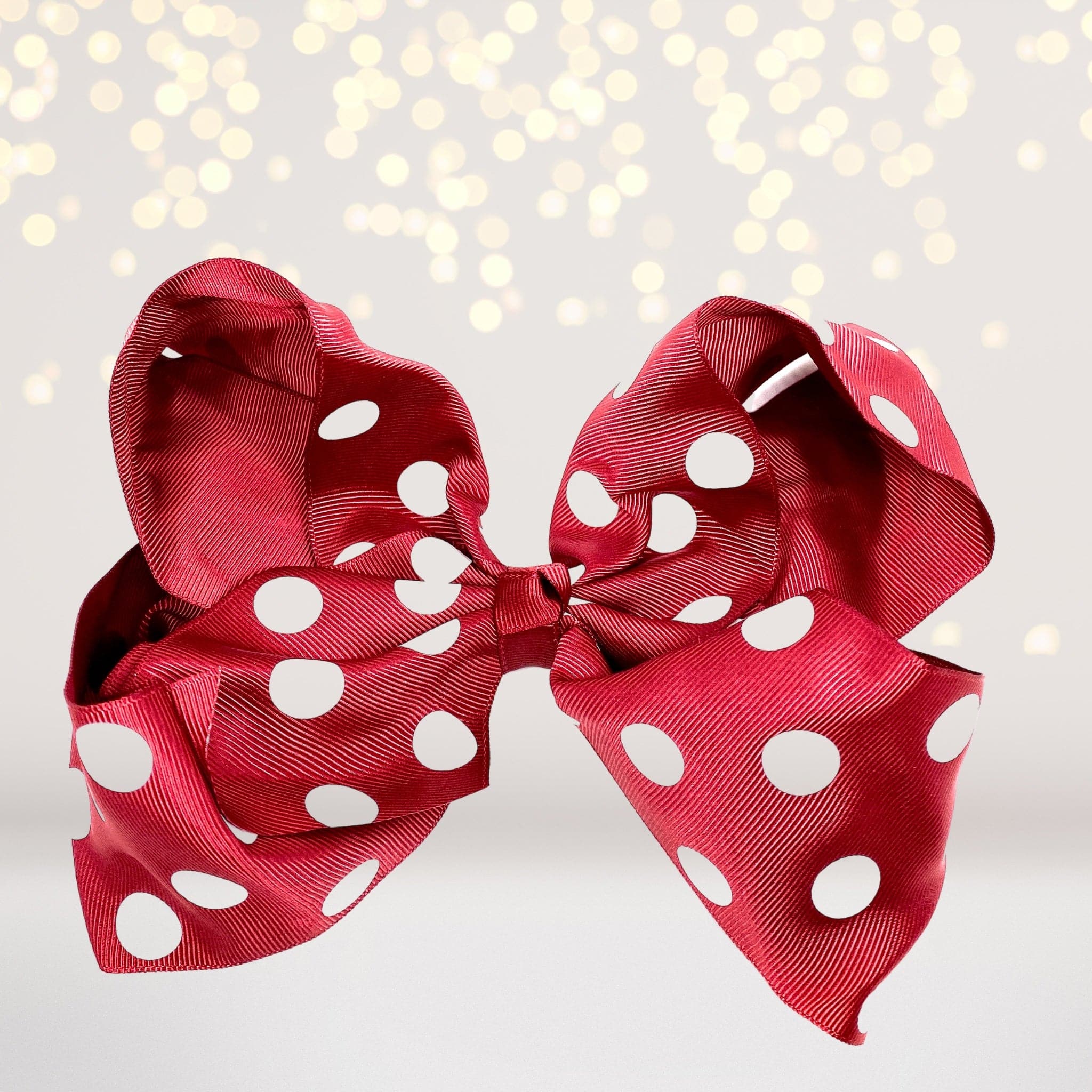 Girls 8 Inch Polka Dot Grosgrain Hair Bow