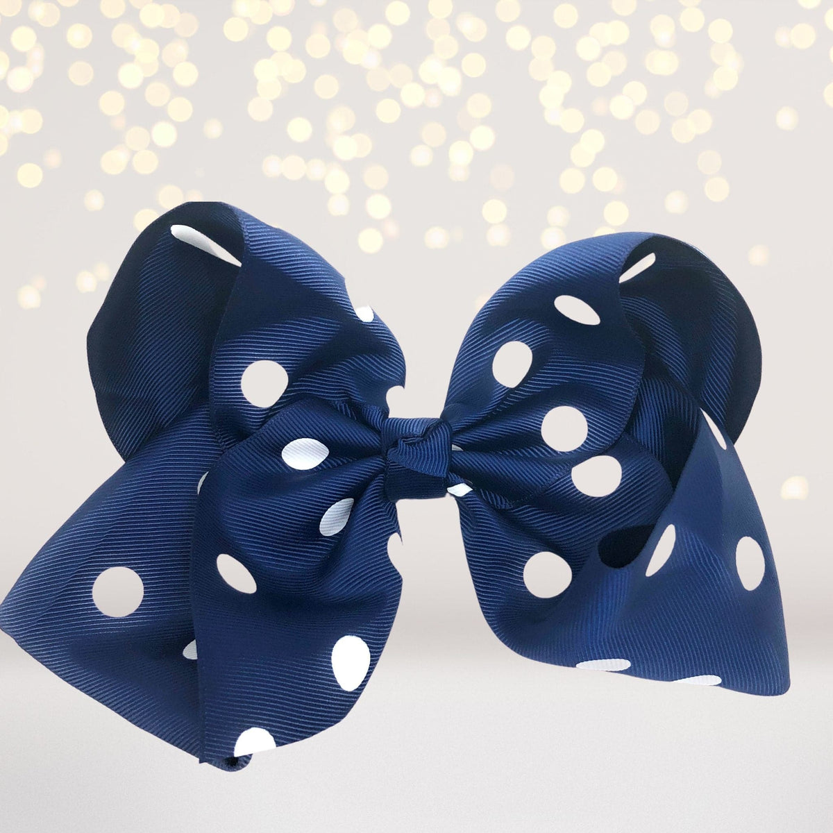 Girls 8 Inch Polka Dot Grosgrain Hair Bow
