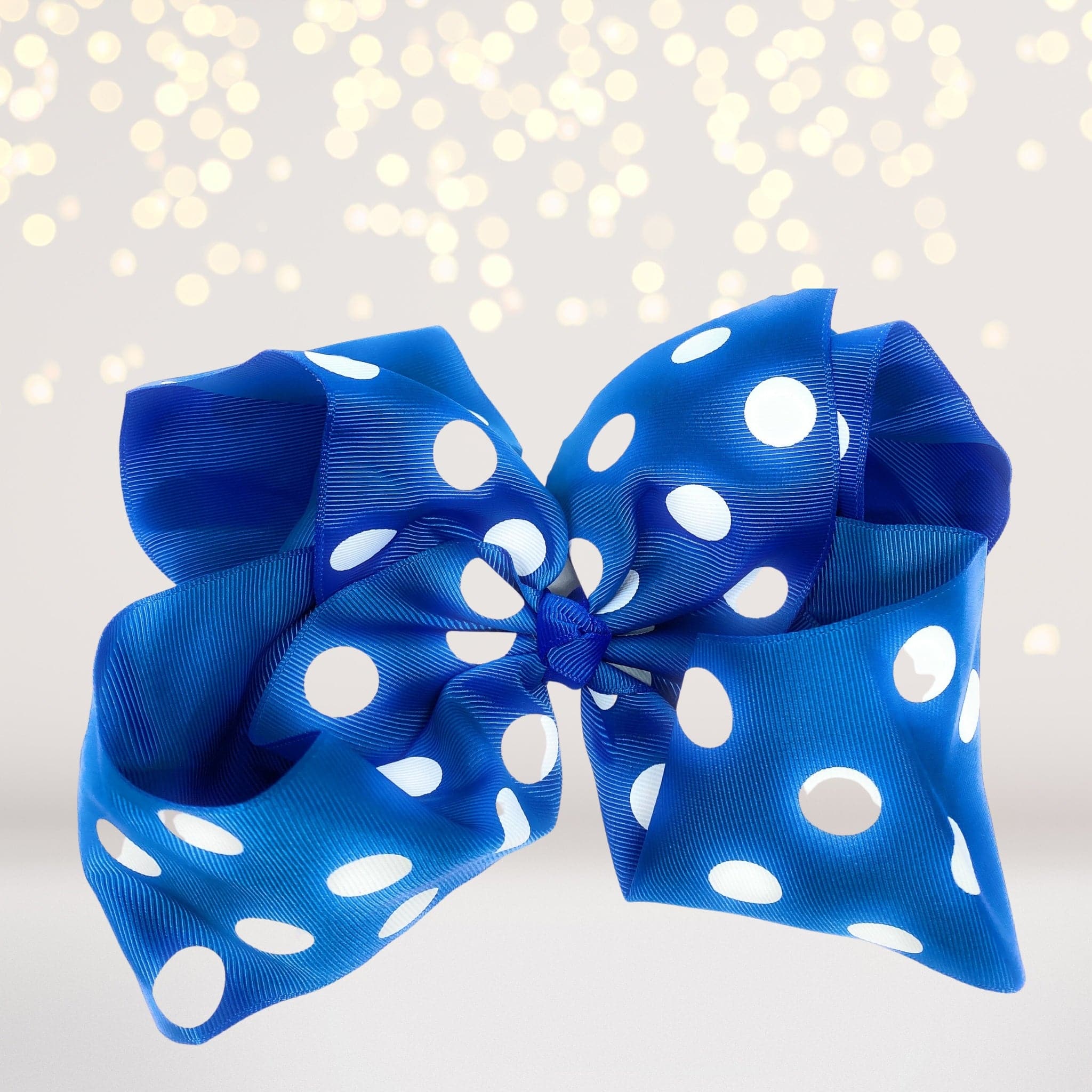 Girls 8 Inch Polka Dot Grosgrain Hair Bow