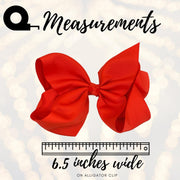 Girls Basic Hair Bow, Girls 6.5 Inch Wide Basic Hair Bow