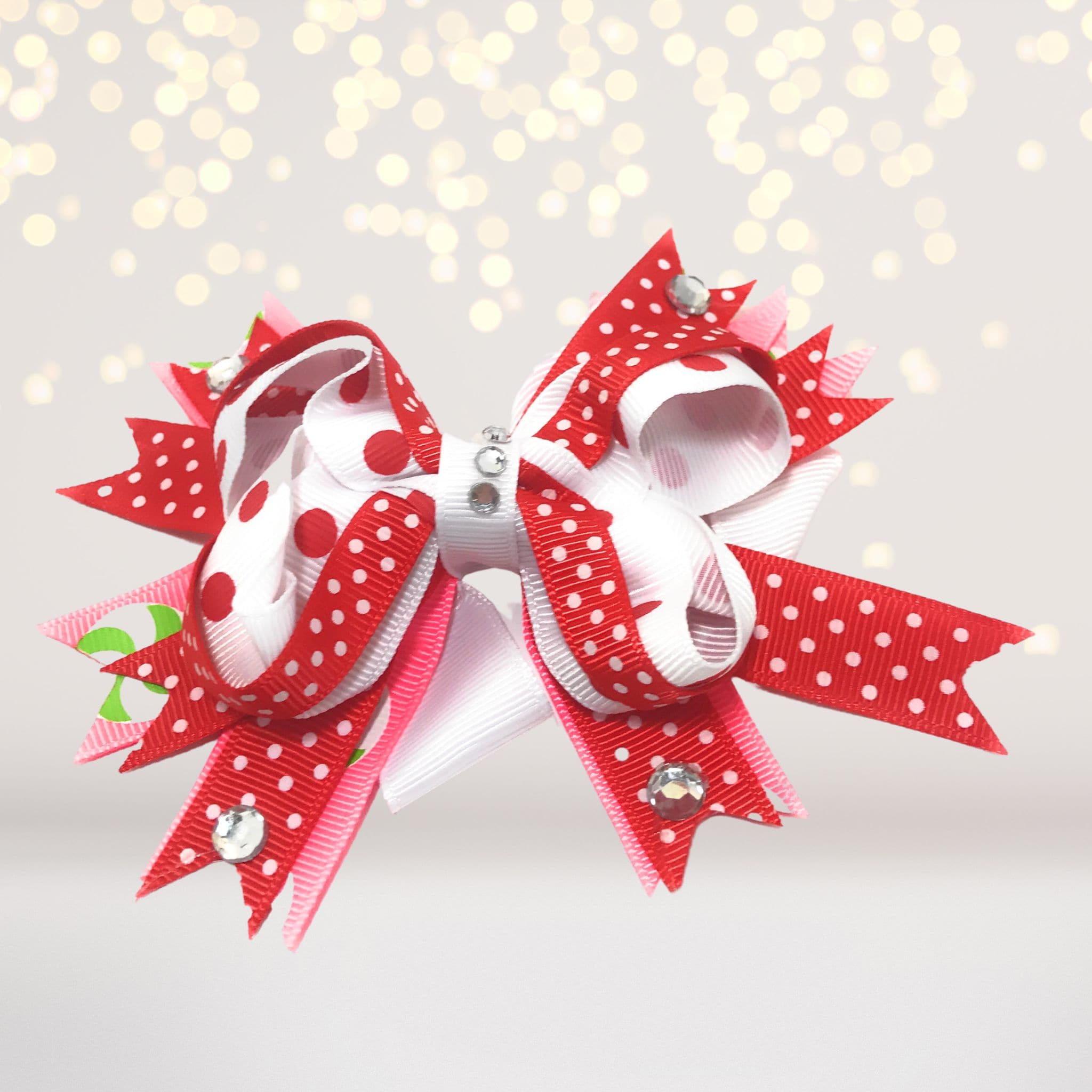 Girls Boutique Hair Bow With Sparkly Bling Stones